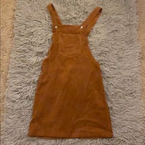 Tan Corduroy Overall Dress